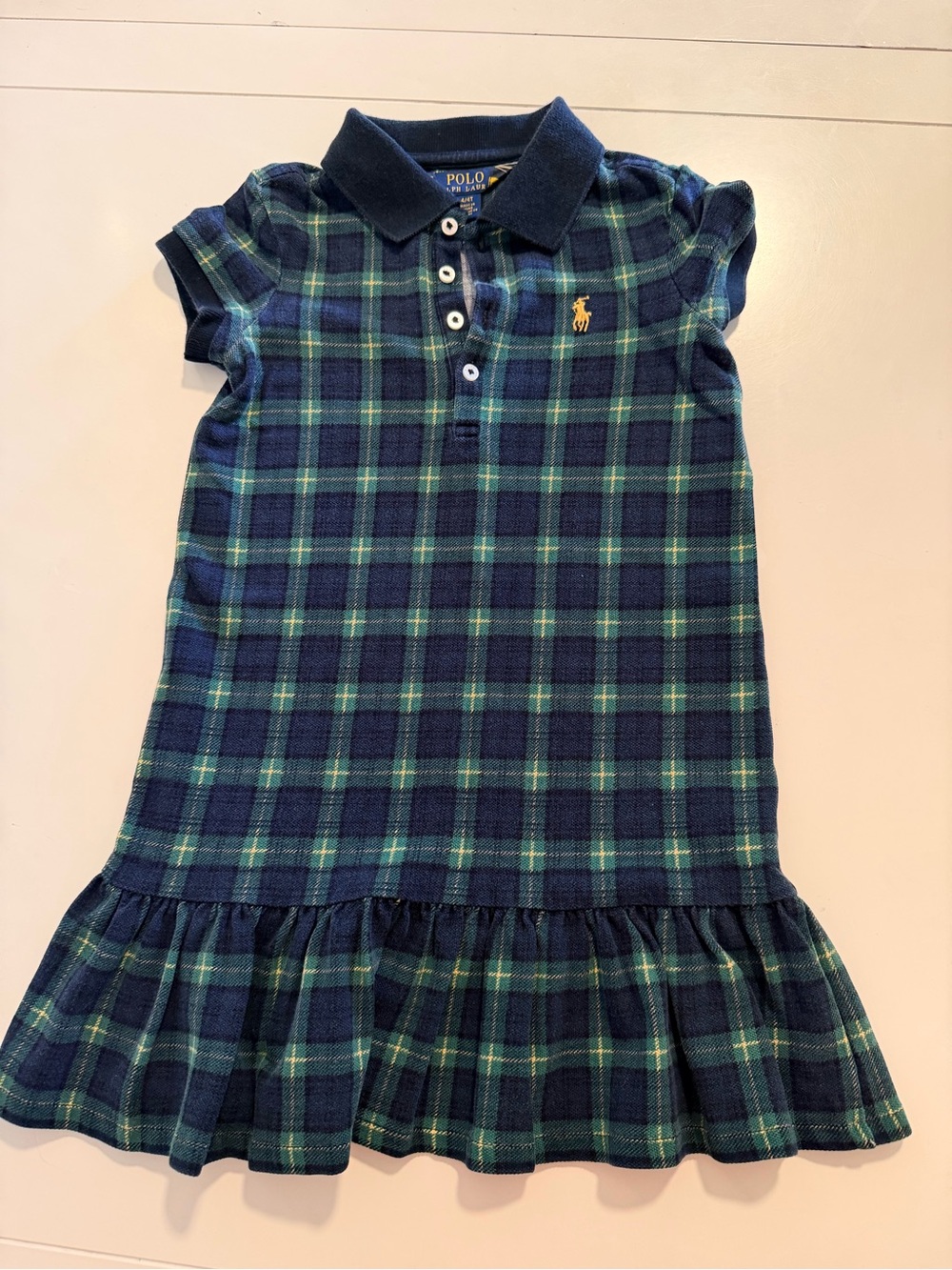Polo by Ralph Lauren Navy & Green Plaid Polo Dress